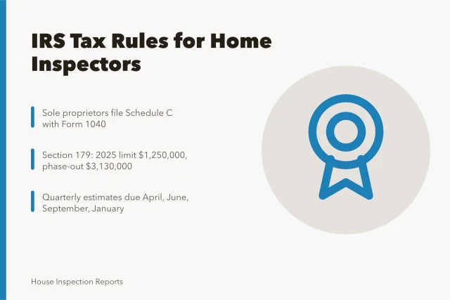Tax forms and rules for home inspection businesses. How IRS rules shape taxes for a home inspection business in the U.S