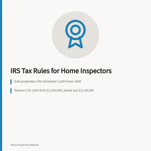 Tax forms and rules for home inspection businesses. How IRS rules shape taxes for a home inspection business in the U.S
