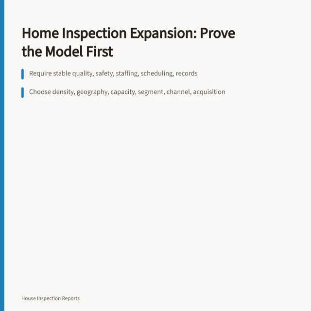 Checklist for home inspection expansion: stable operations, clear goals, bottleneck comparison. When a home inspection business is ready to expand