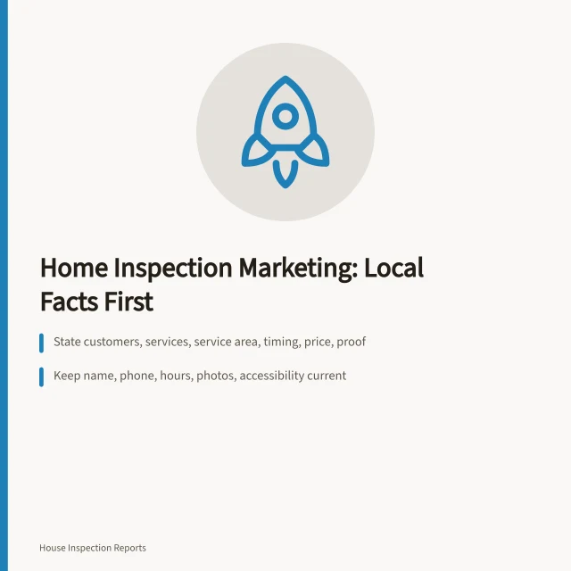 Card summarizing home inspection marketing lessons on local accuracy and testing. 4 lessons worth learning about home inspection marketing