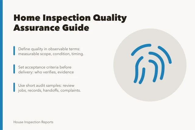 Checklist and verification icon for home inspection quality assurance. Getting home inspection service quality right the first time