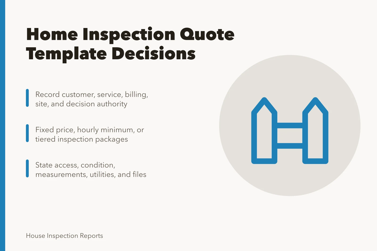 Card outlining home inspection quote template fields and pricing approaches. How to write a home inspection business quote, with pricing examples