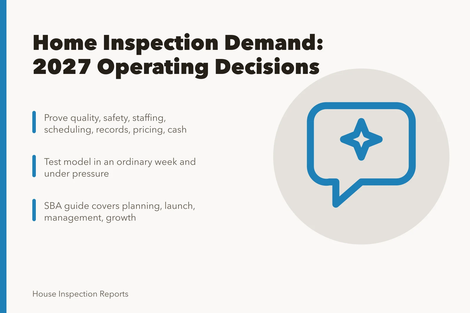 Card summarizing home inspection demand trends and operating decisions for 2027. Where home inspection demand is heading in 2027