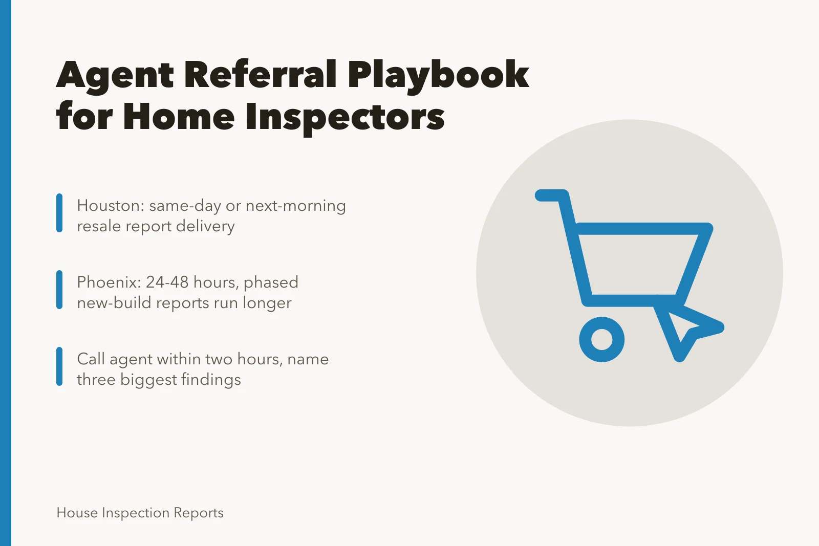 Referral playbook for home inspectors working with real estate agents. Working with real estate agents in Houston and Phoenix, a referral playbook