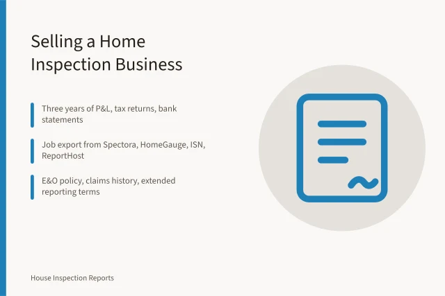 Checklist for selling a home inspection business with documents and timeline. Selling a Home Inspection Business in 2027: A Buyer's Due Diligence Checklist